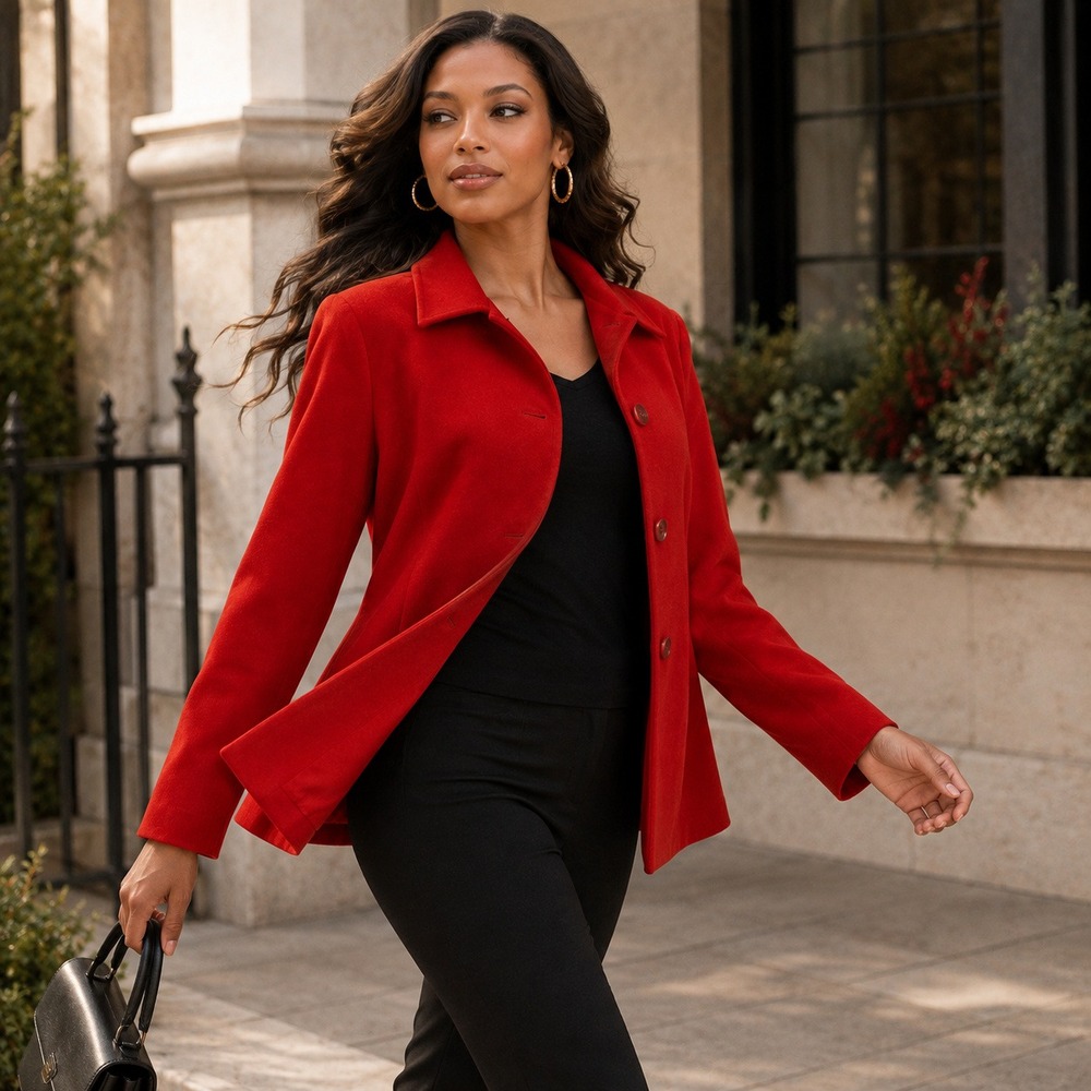 Vintage Harve Benard Red Satin Blazer Jacket Women's Size 10 Classic 90s Career - Picture 5 of 15